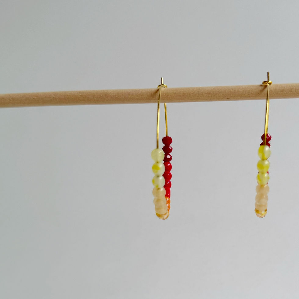 Thumbnail: Sunset Beaded Gold Hoop Earrings (E270)