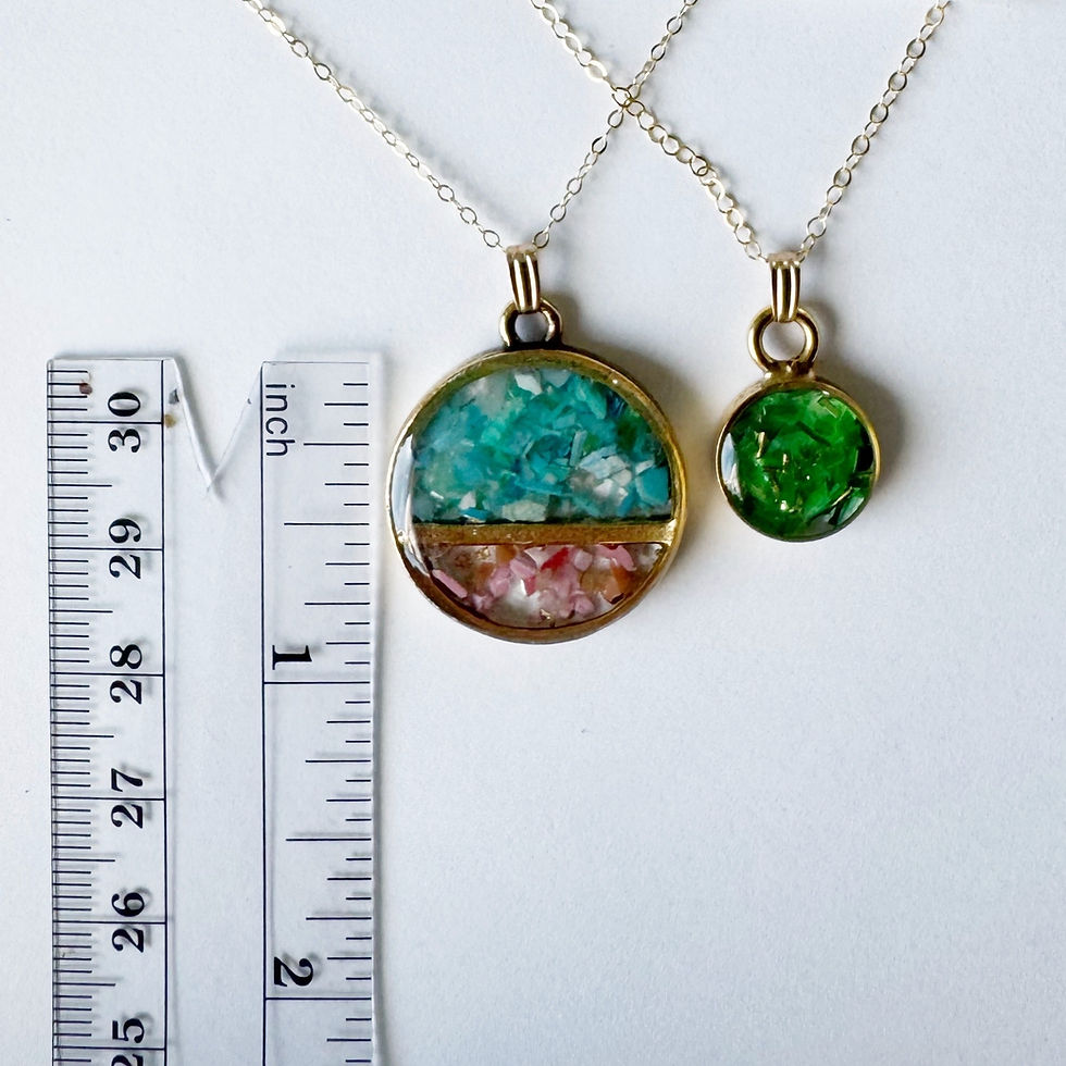 Thumbnail: Gold and Mossy Water Delicate Necklace (N51)