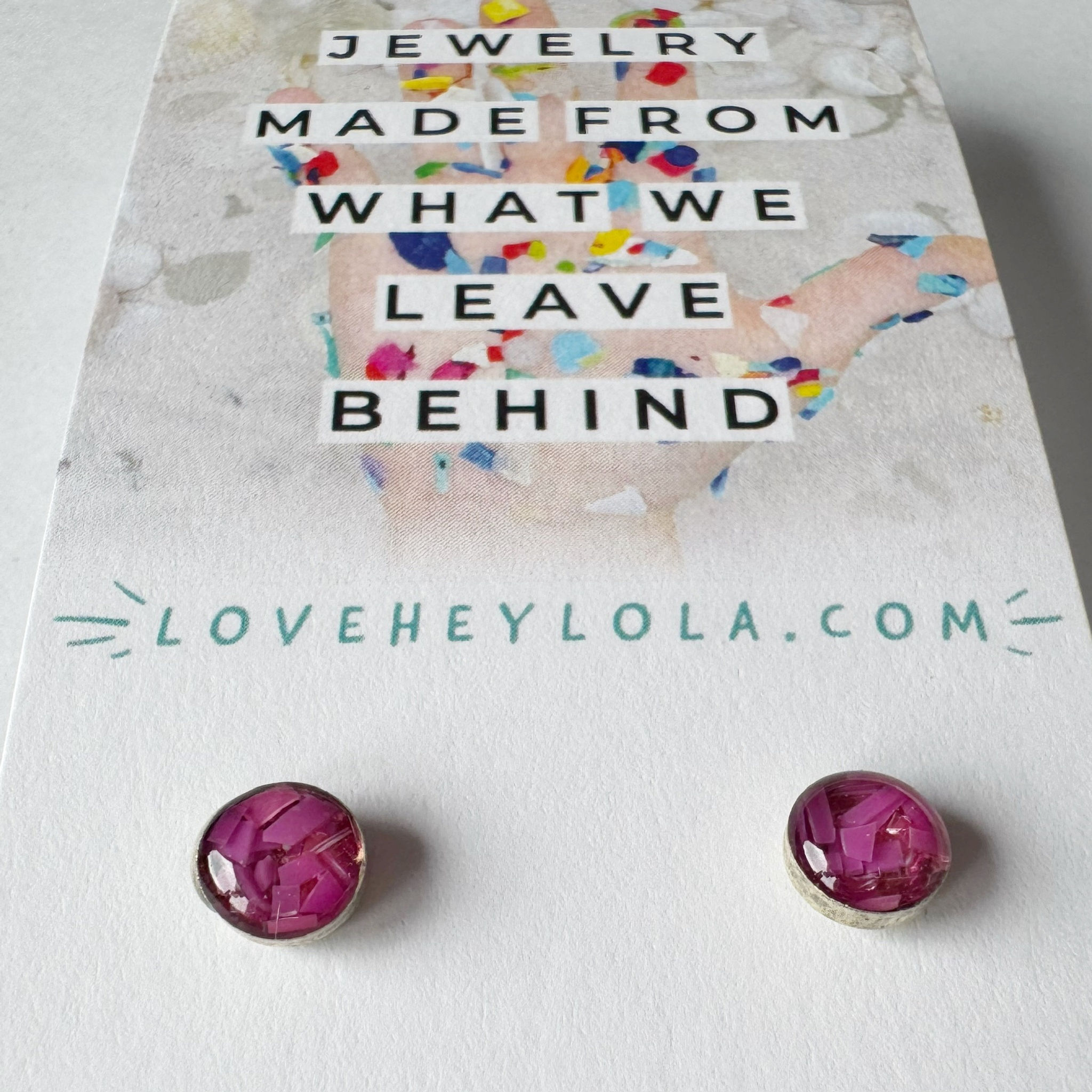 Pink 6mm Circle Post Earrings in Silver