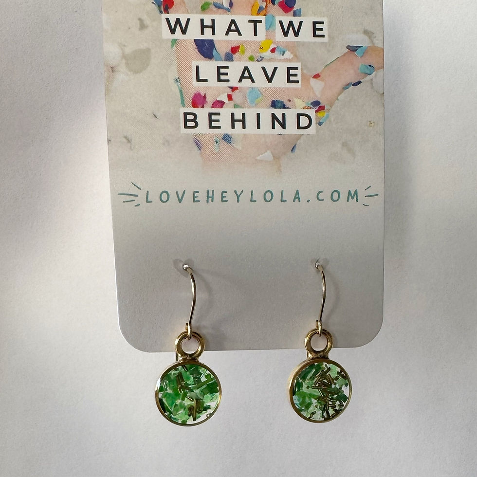 Thumbnail: Green and Gold Circle Earring Drops in Gold (E4)