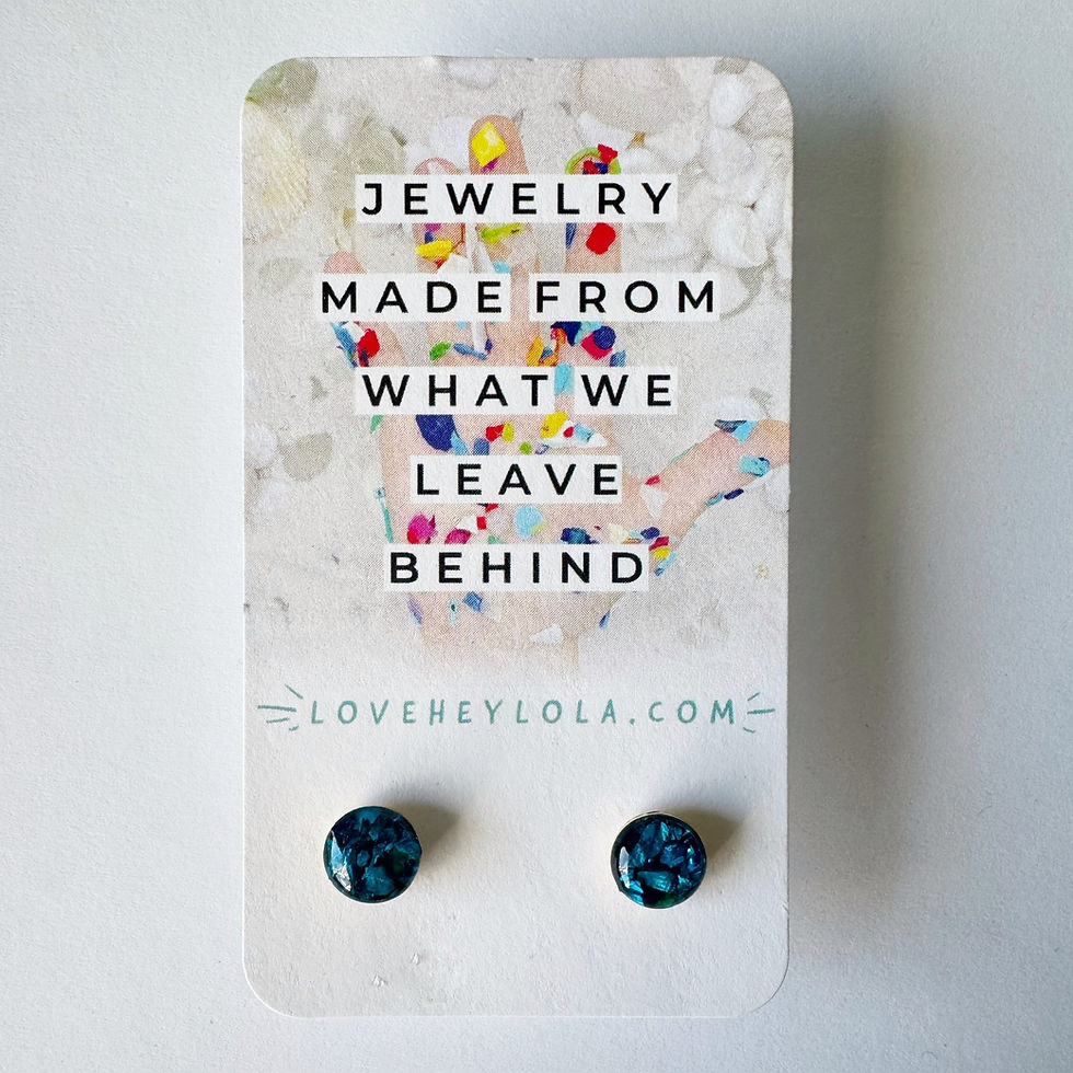Thumbnail: Bright Blue Sparkly 8mm Circle Post Studs Earrings in Gold (E389)