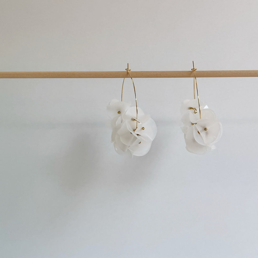 Thumbnail: Upcycled Water Bottle Lids White Translucent Gold Fill 50mm Hoops (E249)