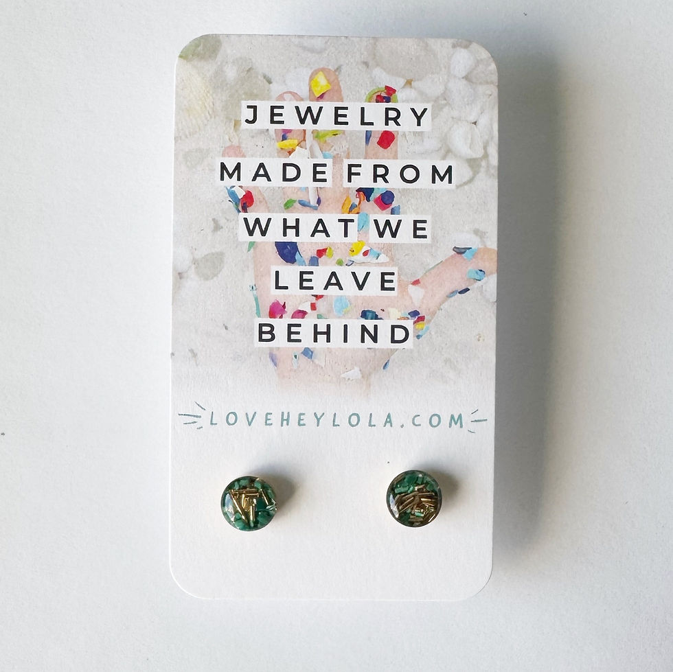 Thumbnail: Green and Gold 8mm Circle Post Studs Earrings in Gold (E388)