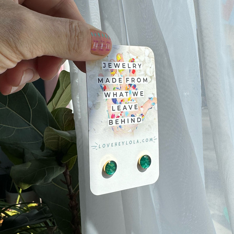 Thumbnail: Shimmer Aqua Water 8mm Circle Post Earrings in Gold (E87)