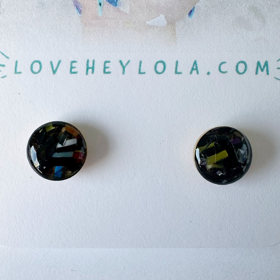 Moody Black and Multicolored 8mm Circle Post Trash Stud Earrings in Gold