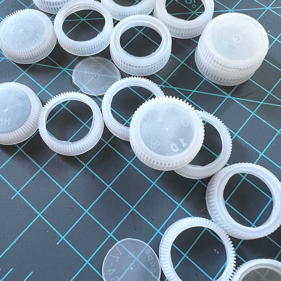 Thumbnail: Recycled Water Bottle Lid White Translucent Silver Drop Earrings (E118)