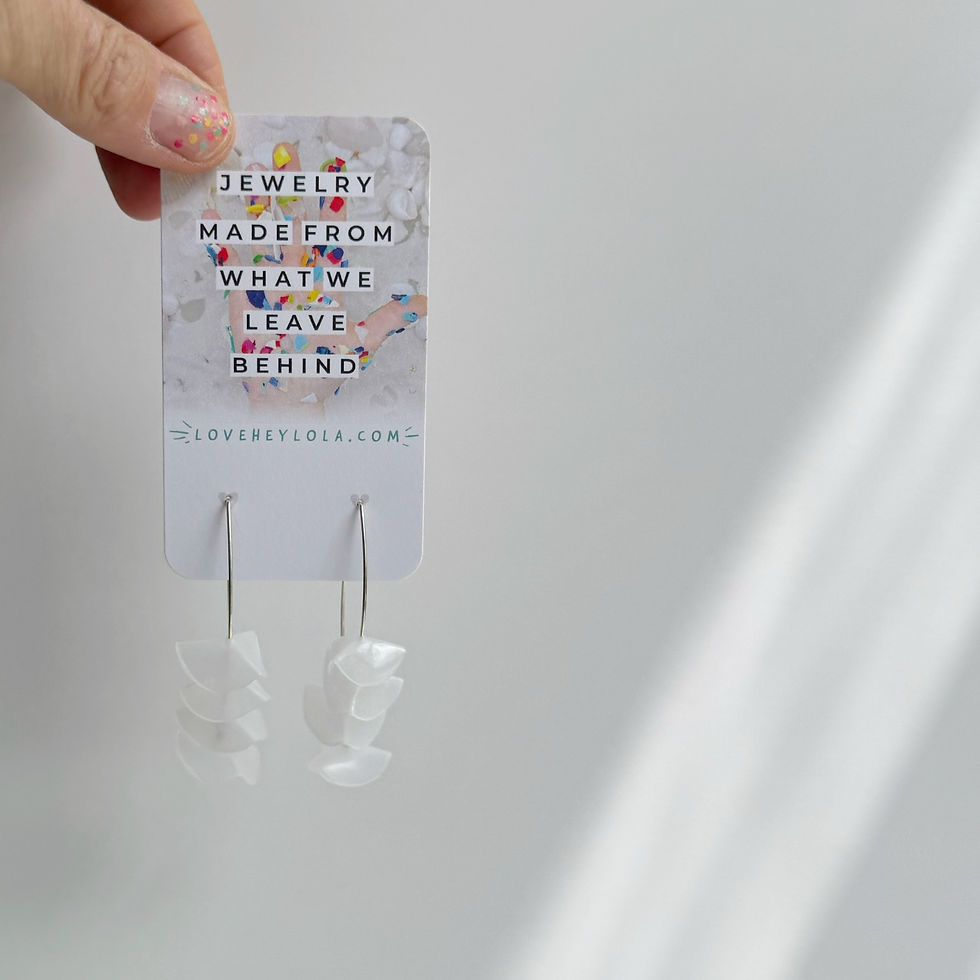 Thumbnail: Upcycled Water Bottle Lid White Translucent Silver Drop Earrings (E305)