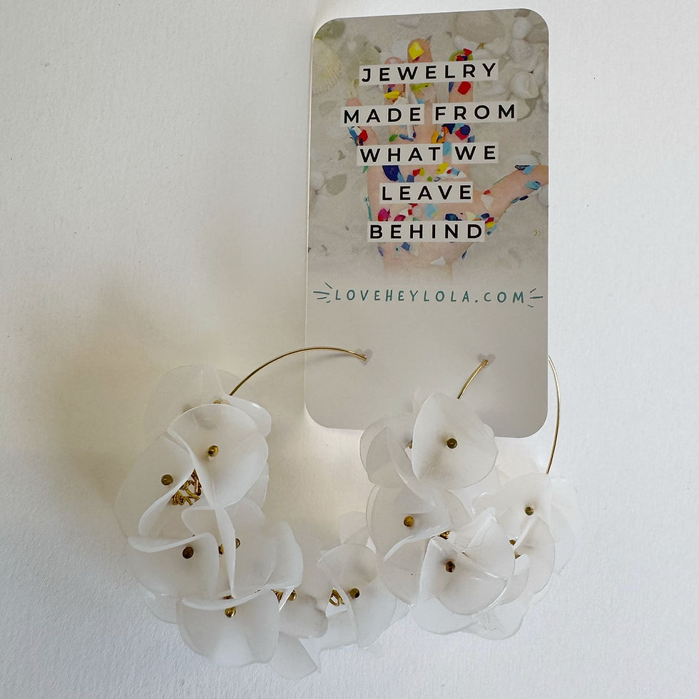 Thumbnail: Upcycled Water Bottle Lids White Translucent Gold Fill 50mm Hoops (E249)