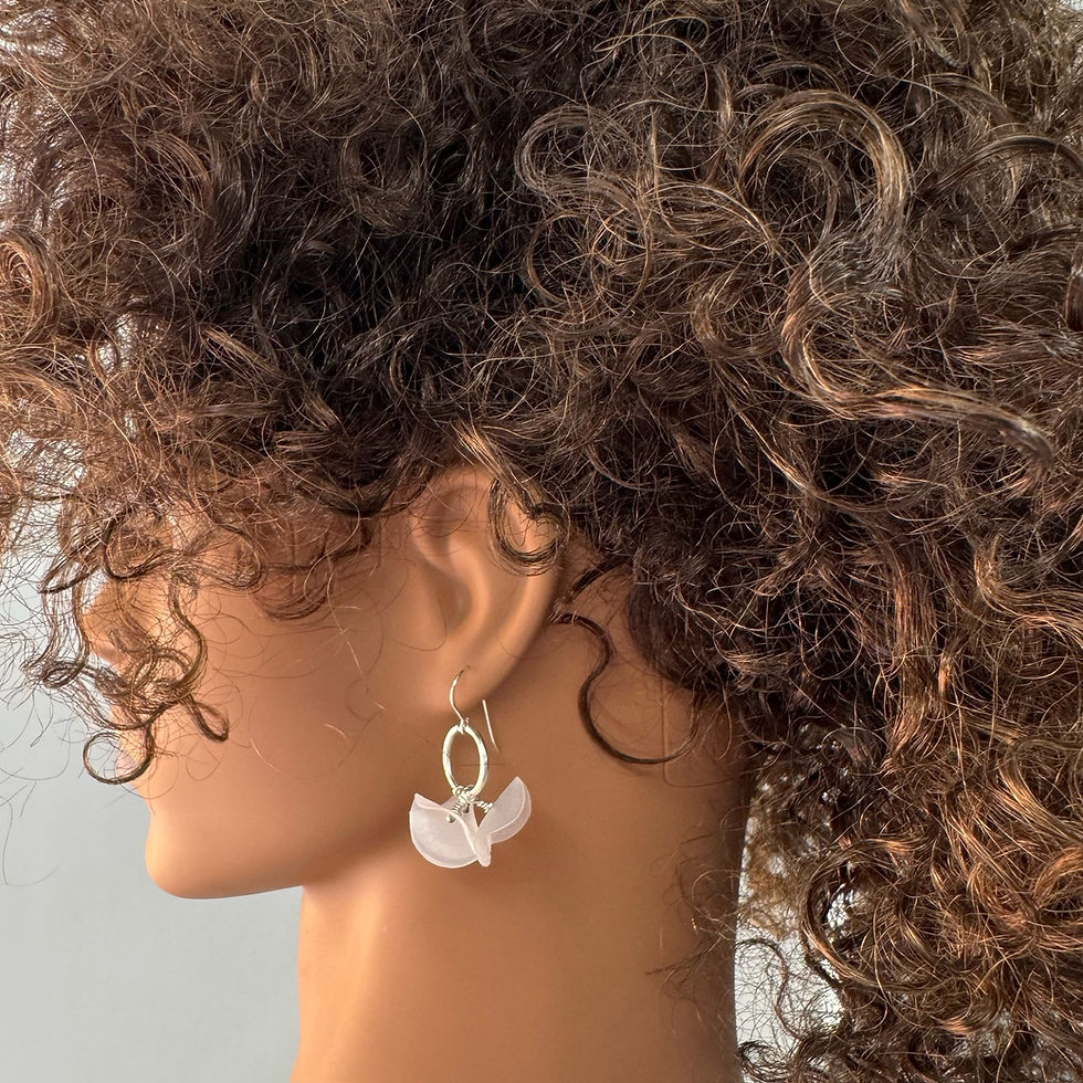 Thumbnail: Mini Water Bottle Lid Recycled Flower Drop Earrings in Silver (E265)