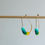 Thumbnail: Yellow Aqua Green Oval Hoop Earrings in Gold with Recycled Disc Beads