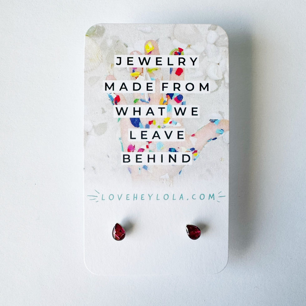 Thumbnail: Red Ruby Glimmer Tiny Teardrop Post Trash Stud Earrings in Silver (E362)