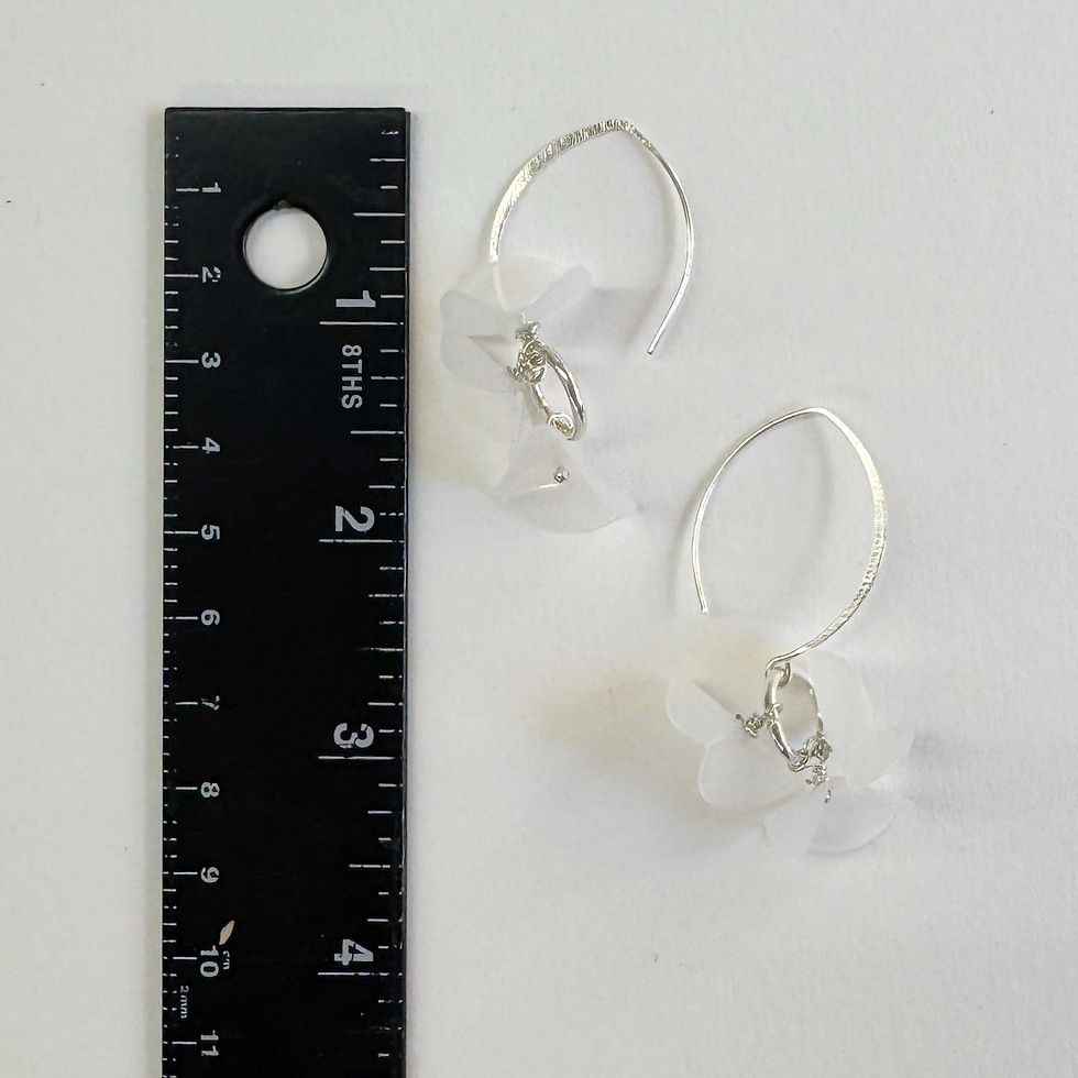 Thumbnail: Recycled Water Bottle Lid White Translucent Silver Drop Earrings (E118)