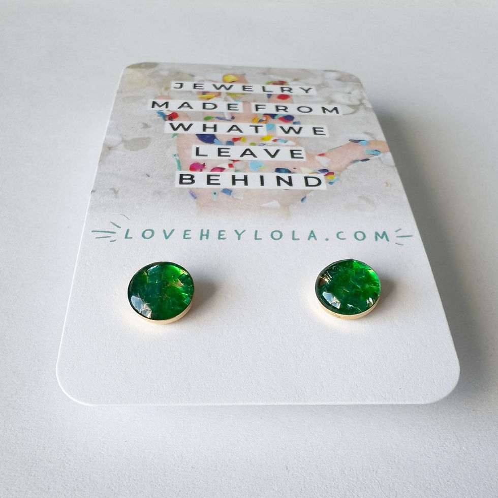 Thumbnail: Iridescent Green 8mm Circle Post Trash Stud Earrings in Gold