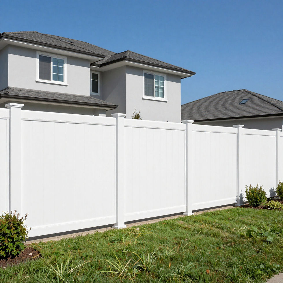 white vinyl fence enclosing a residential backyard