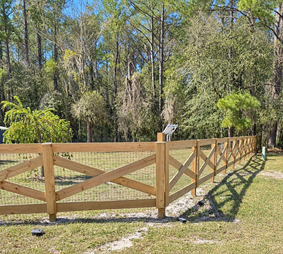 Wood crossbuck farm fence staining