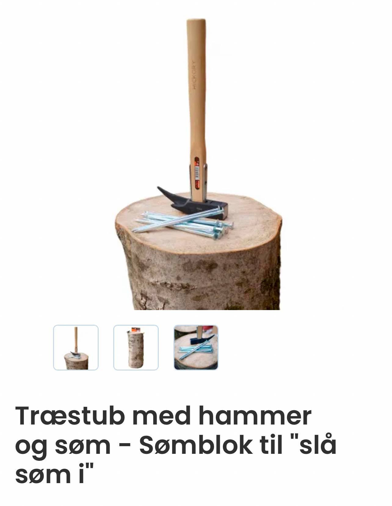 Træstub med hammer og søm