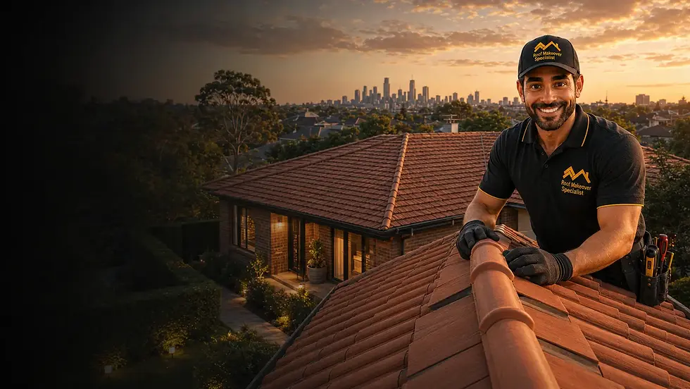 Roof Makeover Specialist inspecting a restored tiled roof on a home in Ormond, Melbourne