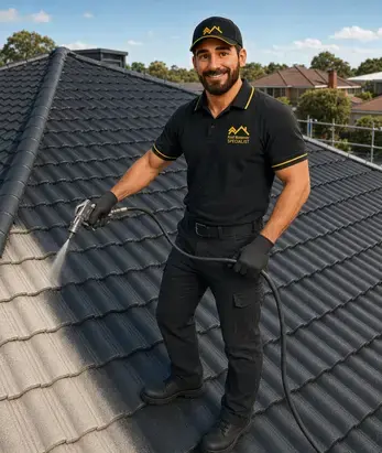 Professional sealing and protective coating applied to a tiled Melbourne roof