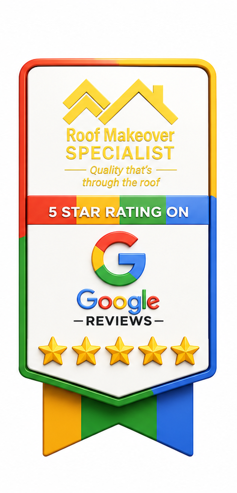 Roof Makeover Specialist 5 star rating on Google reviews.