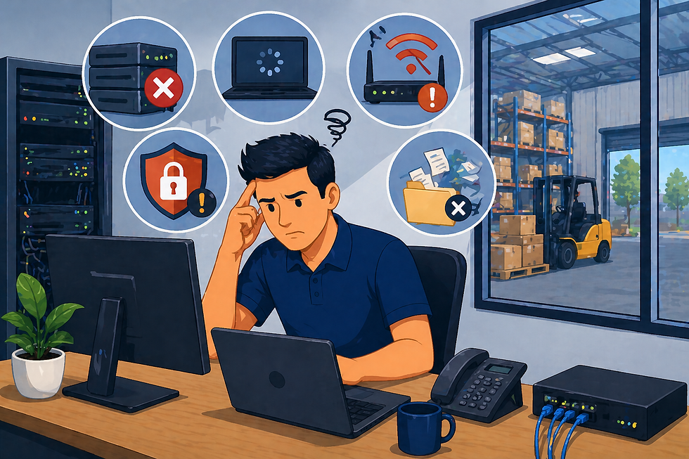 IT support Truganina common business IT issues including network downtime slow performance and cybersecurity risks in warehouse environment