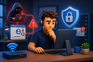 3D cybersecurity illustration showing a business email compromise incident where a phishing attack targeted Microsoft 365 credentials before being detected and blocked by security systems