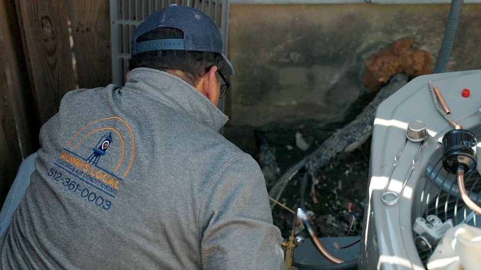 Reliable AC technician inspecting an AC unit