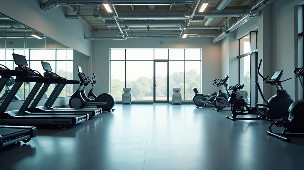 Eye-level view of a clean and modern gym interior