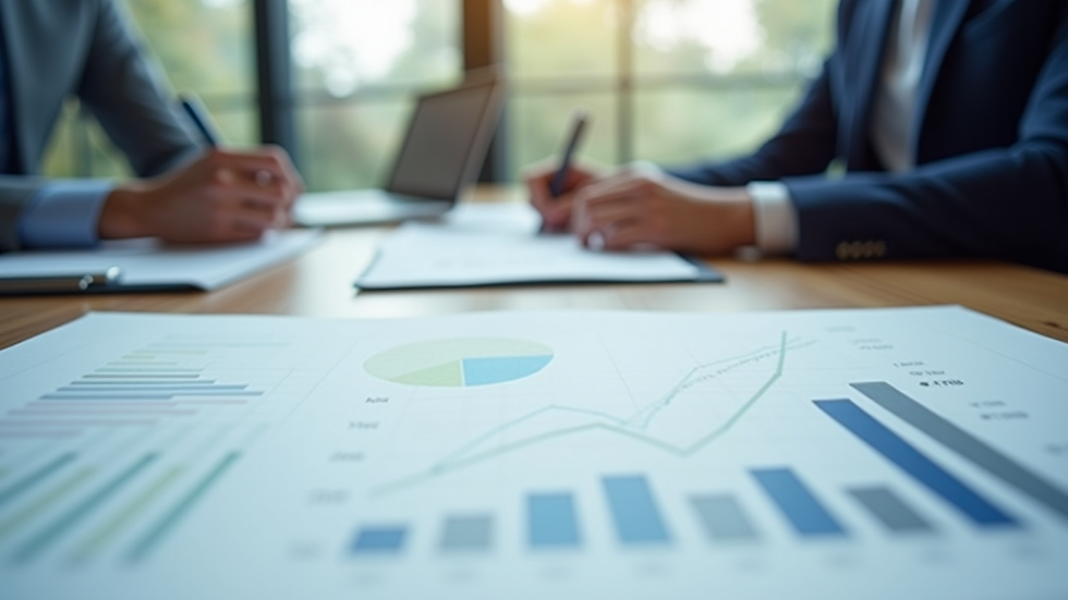 Close-up view of a strategic growth advisory session with charts and notes