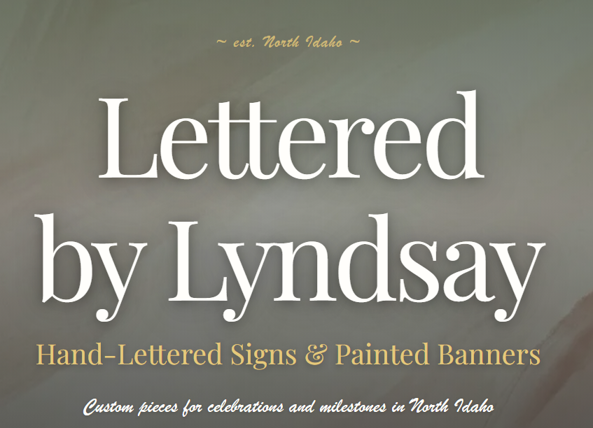 Lettered by Lyndsay hand-lettered signs and painted banners logo