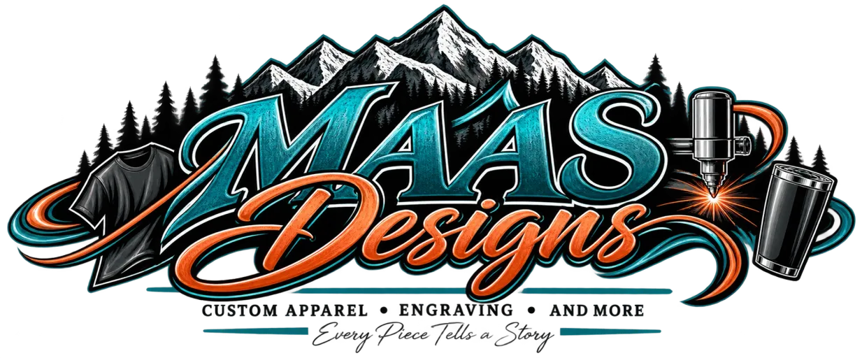 Maas Designs custom engraving, apparel, and decals logo