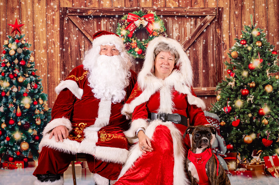 Mr. and Mrs. Clause brought to you by Mike and Stephanie Fisher and their helper Gracie!