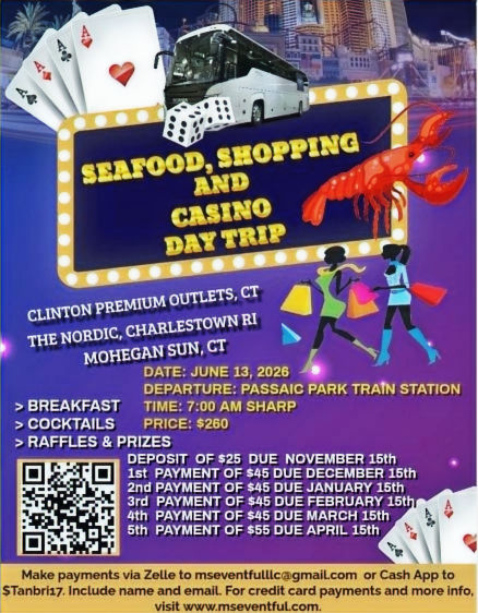 SEAFOOD, SHOPPING, AND CASINO DAY TRIP