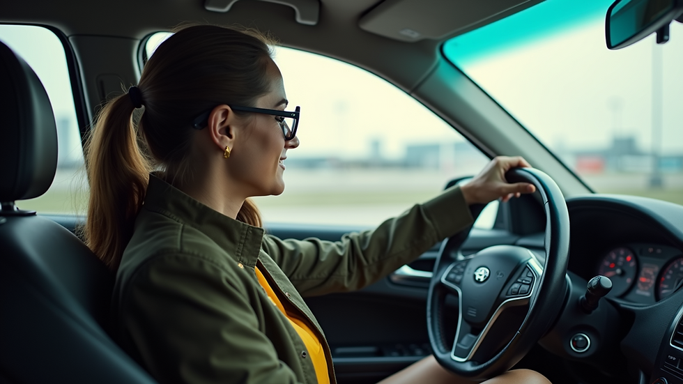 High angle view of a professional driver waiting with a taxi at an airport