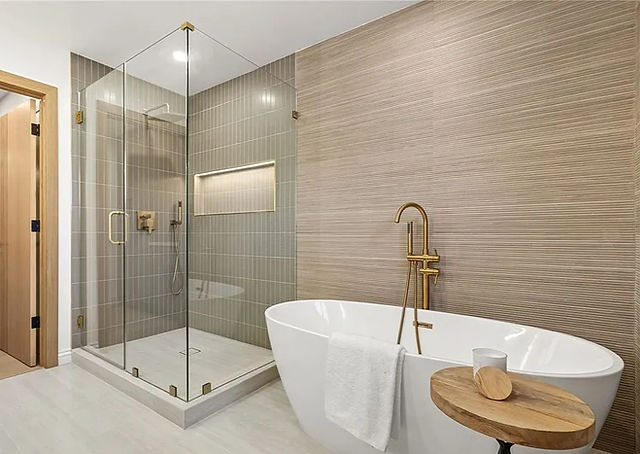 A modern luxury bathroom remodel in the Calabasas area of Los Angeles with modern elements.