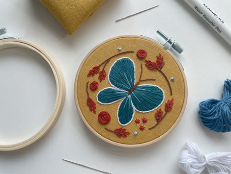 Creating the butterfly hoop for the May 2022 Hopebroidery Box