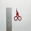 Thumbnail: Red stork-shaped embroidery scissors, next to a ruler showing 2.5" height