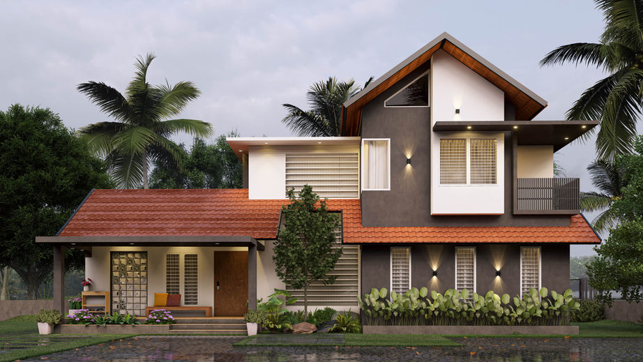 Tropical home design at Perikalloor, Wayanad by Mithi Architects