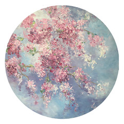 Circle of Love, rond schilderij, rond bloesemschilderij