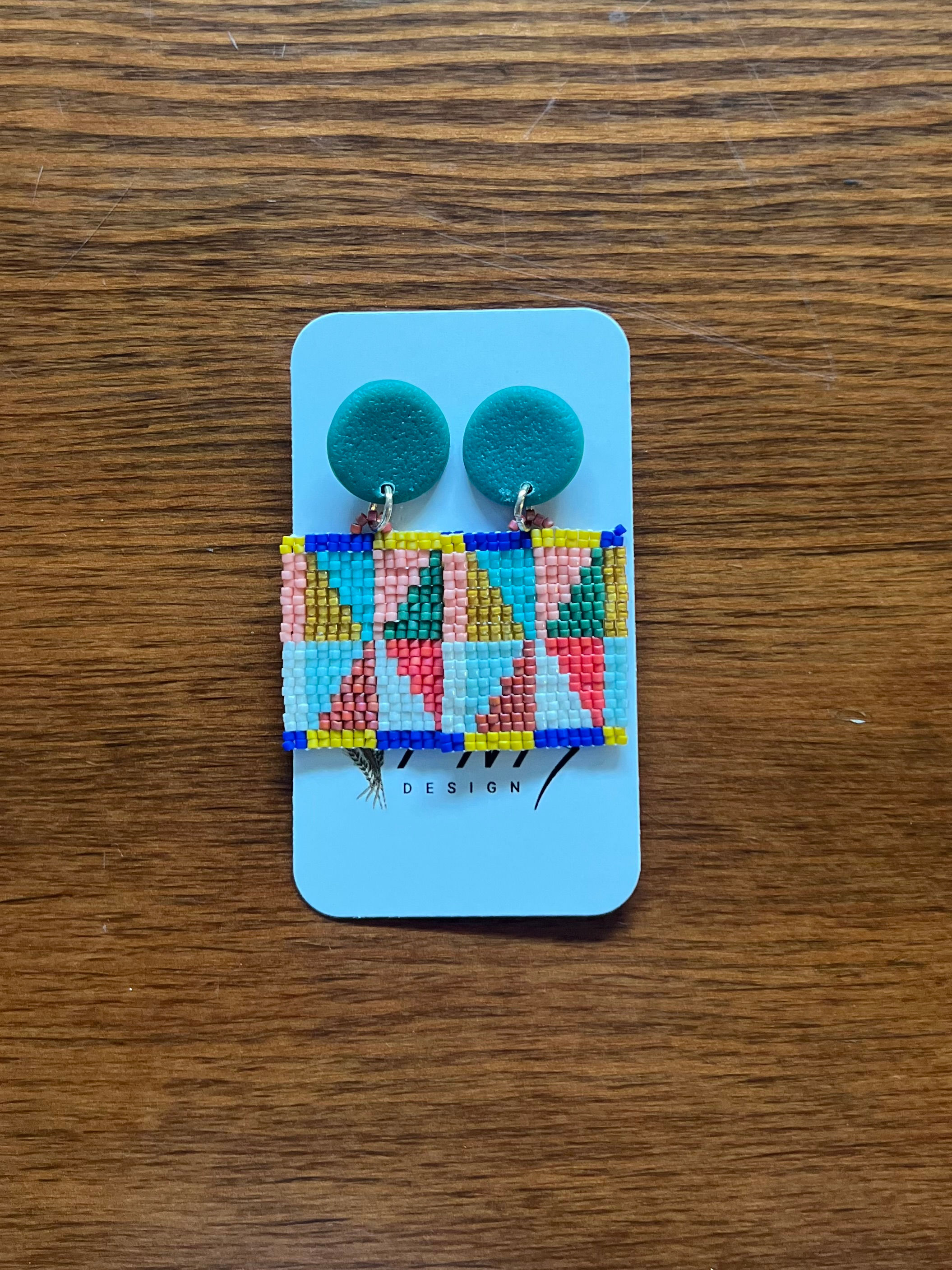 Colorblock Beaded Earrings with the clay top