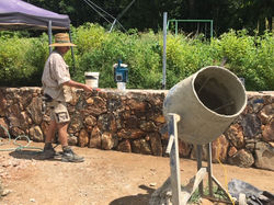 Stone wall under construction