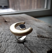 sterling silver, ring, statement, one of a kind, handmade, colorful, bold, western, style, fashion, casted brass, druzy onyx
