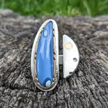 sterling silver, ring, statement, one of a kind, handmade, colorful, bold, western, style, fashion, blue opal jasper