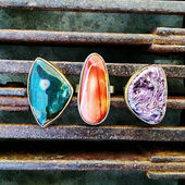 sterling silver, ring, statement, one of a kind, handmade, colorful, bold, western, style, fashion, jasper