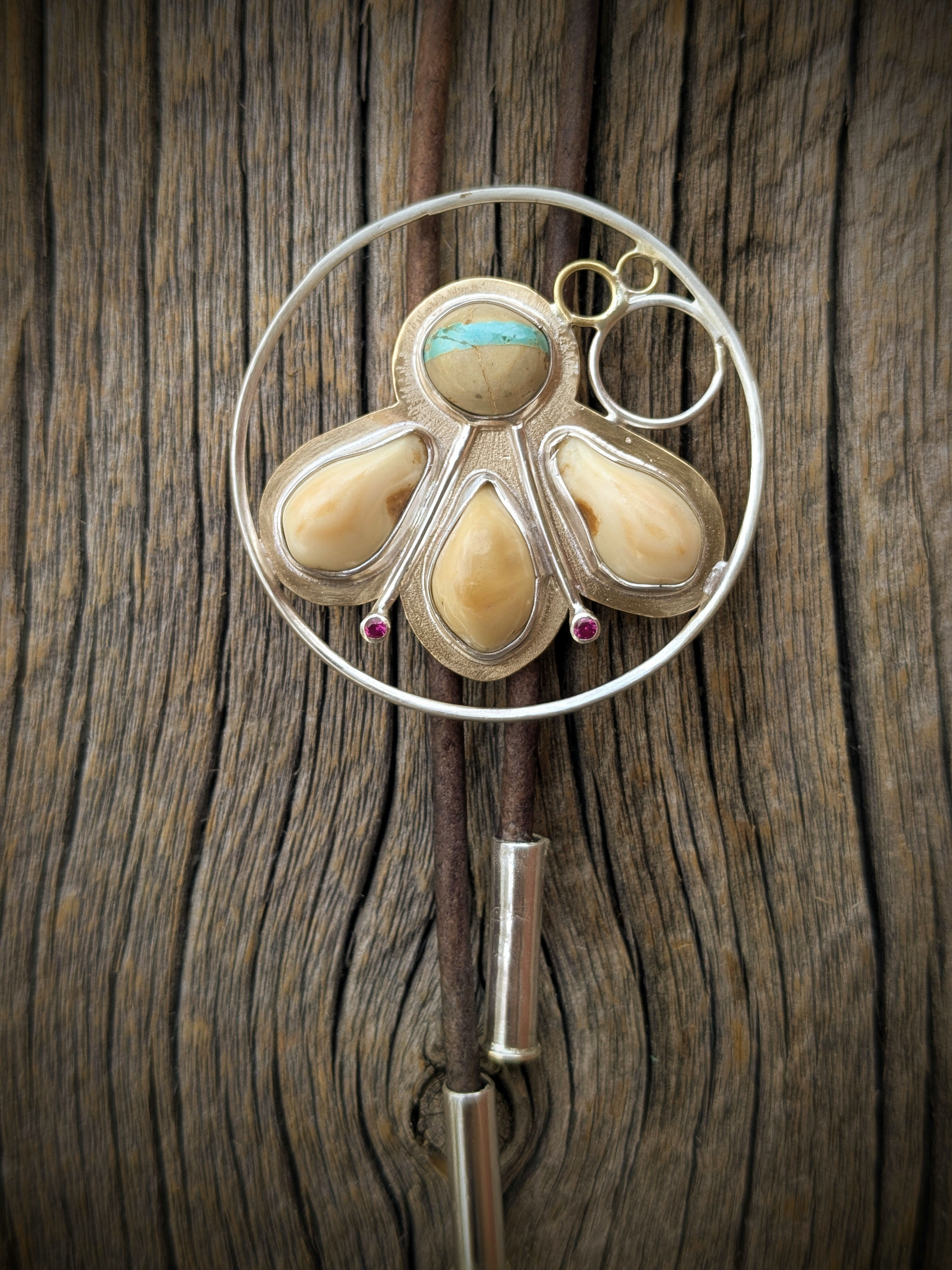 Crow Springs Turquoise and Elk Ivory Bolo