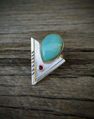 sterling silver, ring, statement, one of a kind, handmade, colorful, bold, western, style, fashion, turquoise and ruby, retro