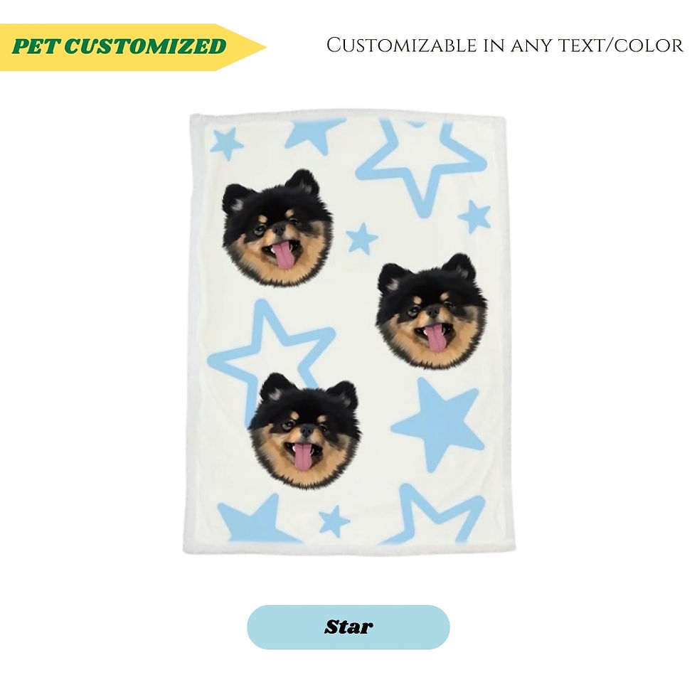 ใCustom Pet PortraitsใDouble-Layer Lamb Fleece/Flannel Soft Blanket - Star