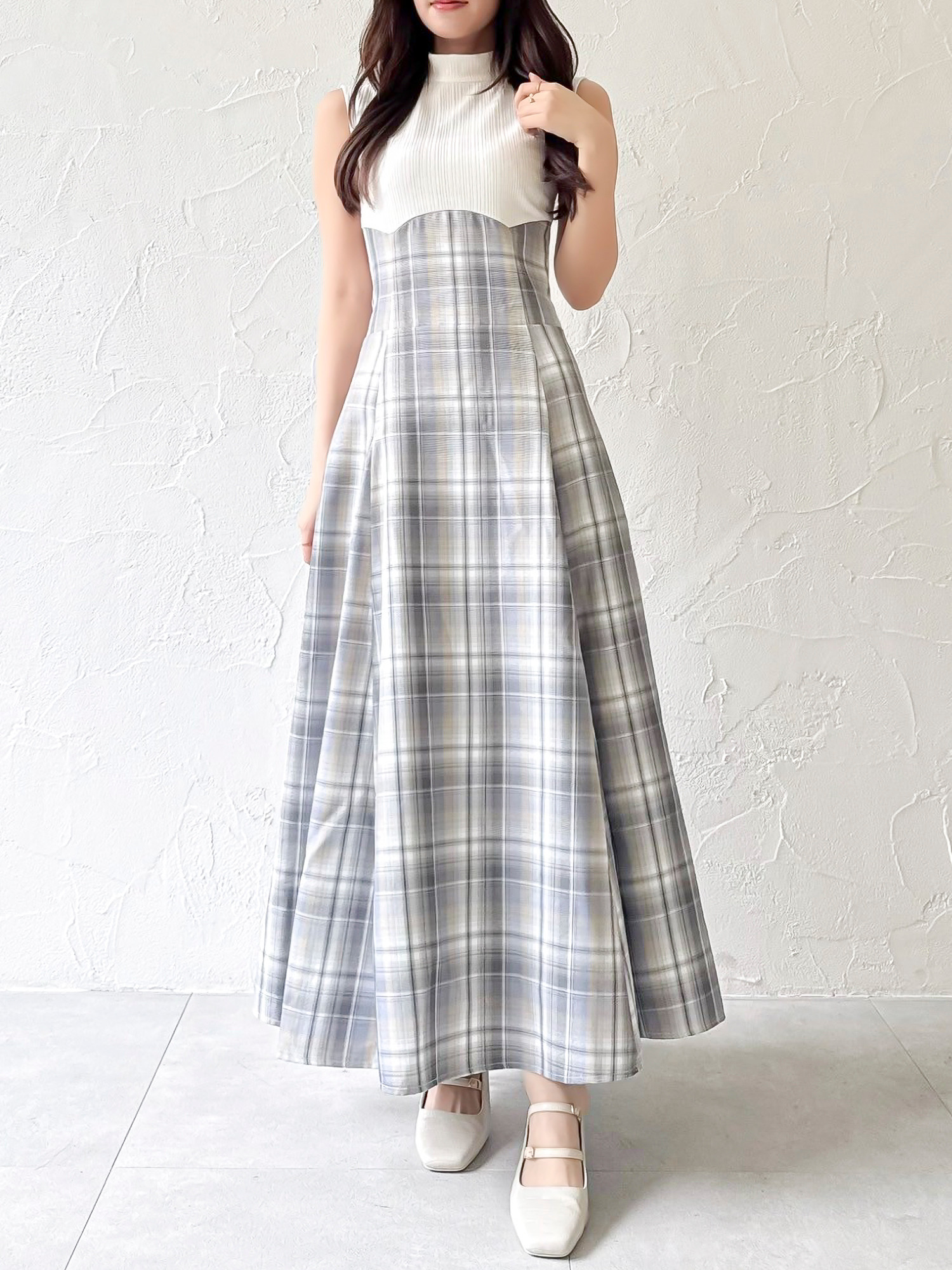 dazzlin 白 コルセット風ワンピース M 美シルエット 骨スト 細見え STYLPHOTO | dazzlin