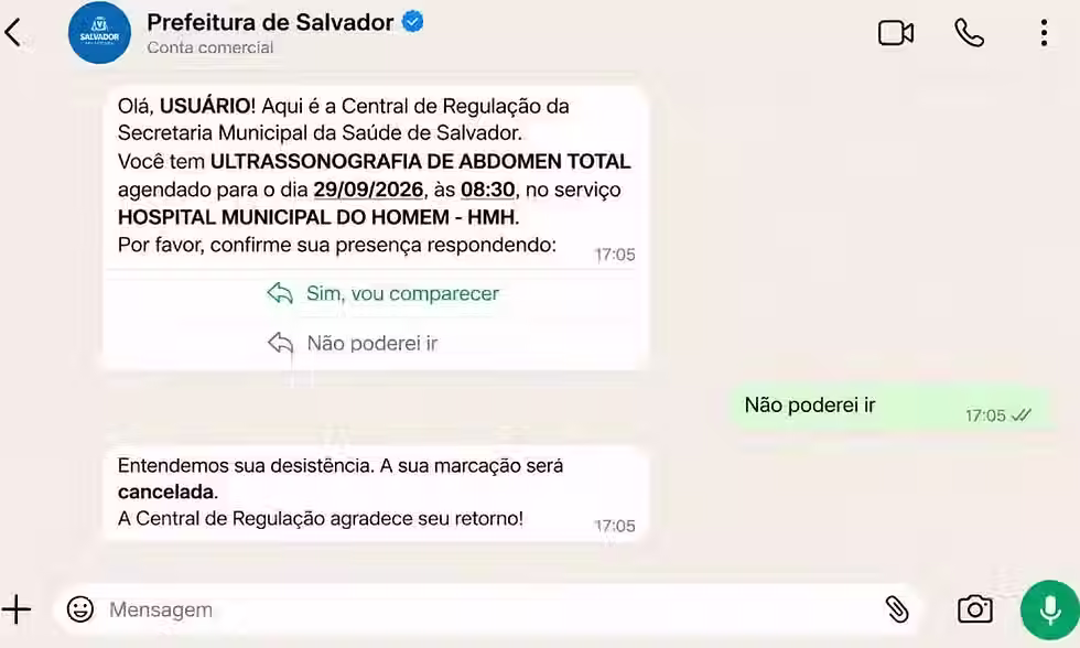SMS começa a enviar lembretes de consultas pelo WhatsApp