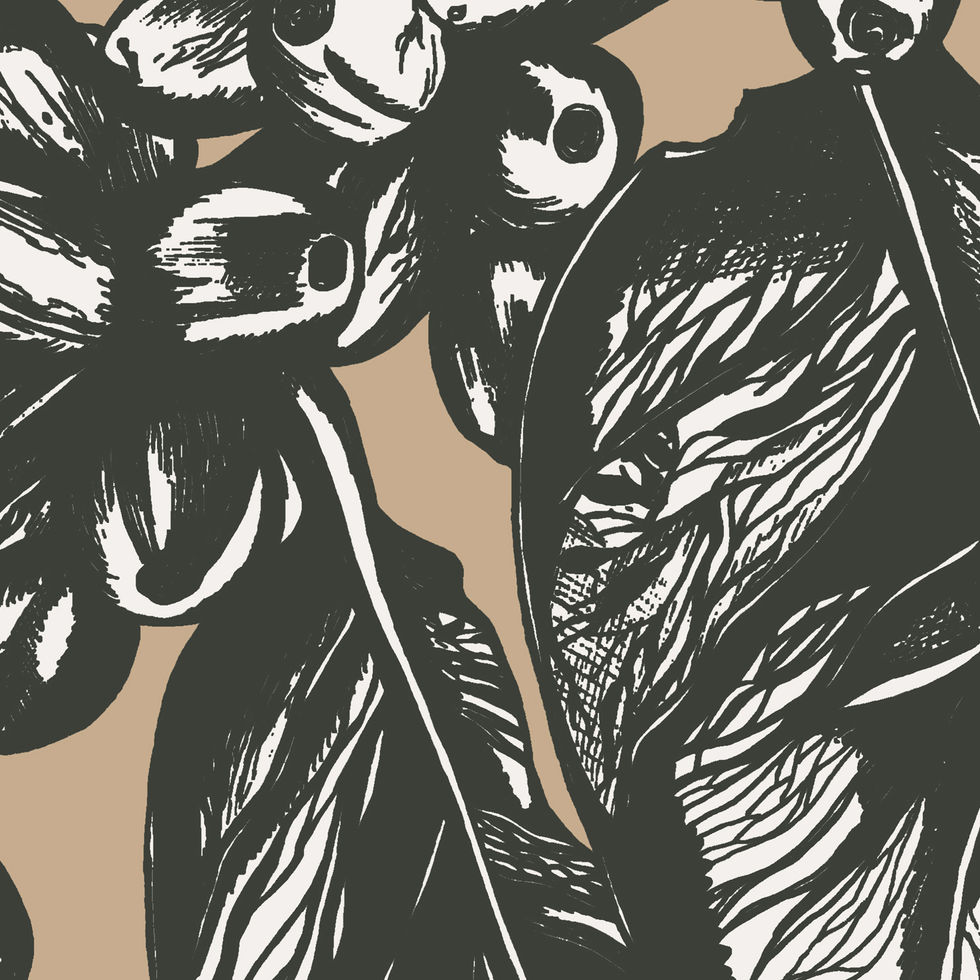 close up of the line detail on the coffee plant art print