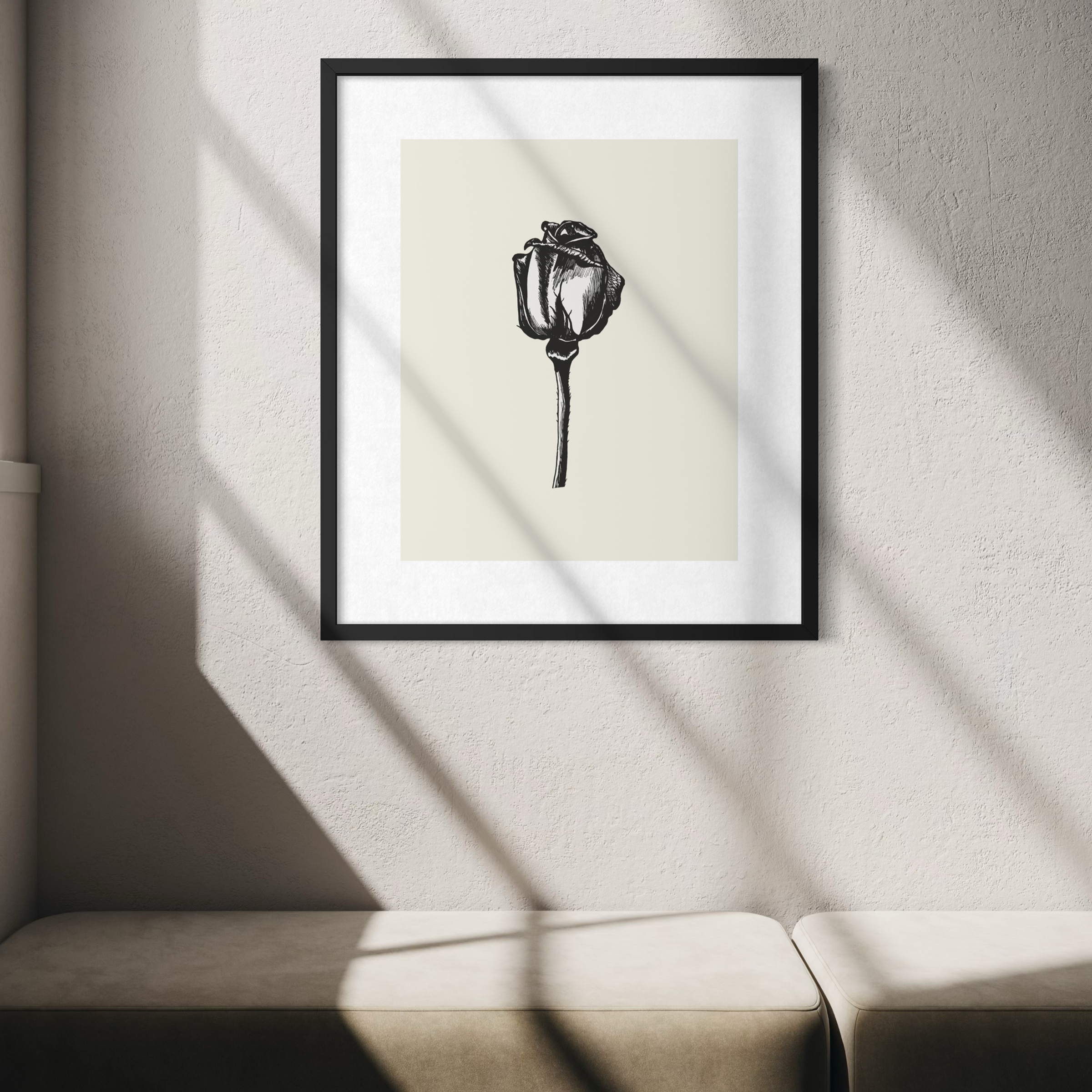 Grace - warm ivory minimal rose wall art print, matte art print
